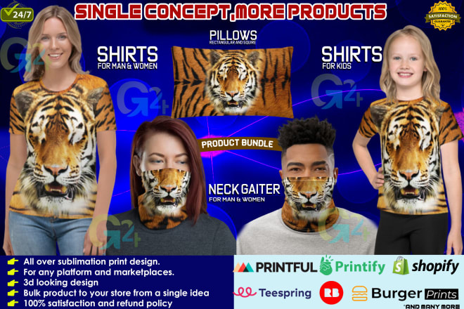 I will do all over sublimation 3d shirts pillow neck gaiter kids shirt design