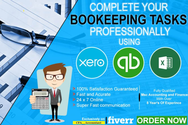 I will do bookkeeping using quickbooks online, xero, excel