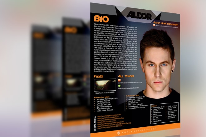 I will do clickable links ready one sheet, press kit, media kit, epk