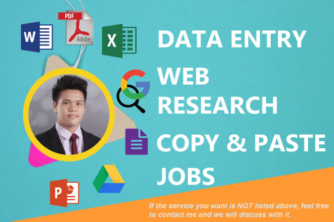 I will do data entry, web research and copy paste job