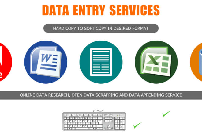 I will do data entry works data entry jobs and any typing job