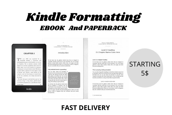 I will do ebook formatting for kindle, paperback and createspace