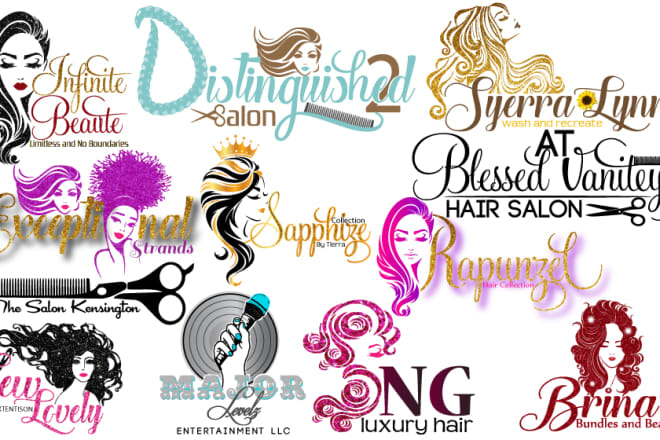 I will do hair salon,beauty and braids,hair extensions, lashes logo