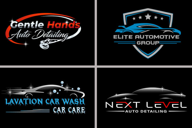 I will do modern auto detailing and car wash logo design