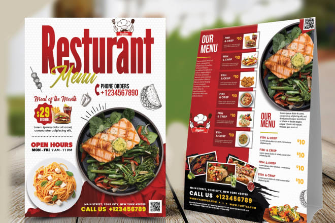 I will do restaurant menu design, digital menu or food flyer