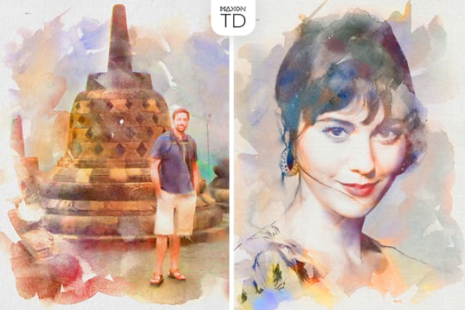 I will draw artistic digital watercolor portraits