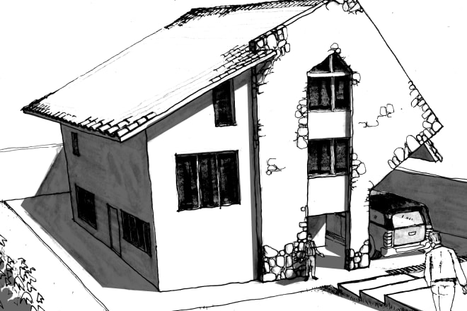 I will draw buildings in perspective in this style