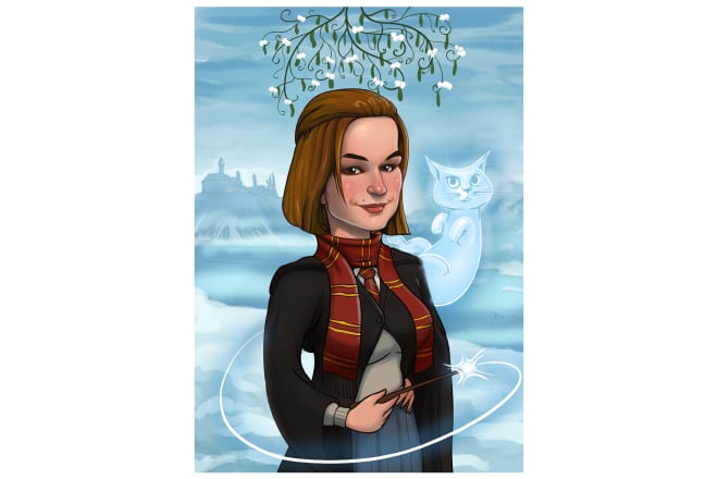 I will draw harry potter theme portrait with patronus