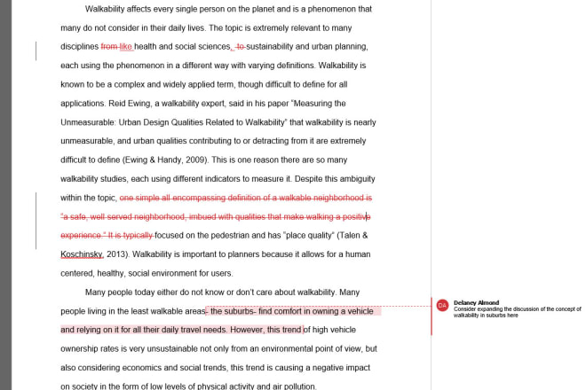 I will edit academic and professional writing for urban planning