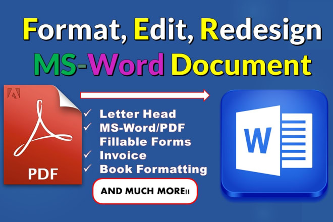 I will format edit redesign design microsoft word document formatting book PDF to word