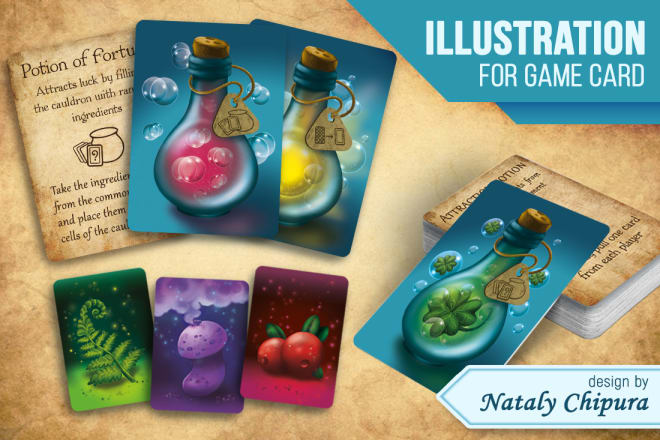 I will illustrate a card for your tabletop game for commercial use