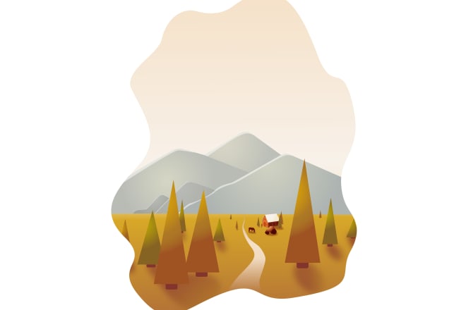 I will make a landscape vector illustration in flat design