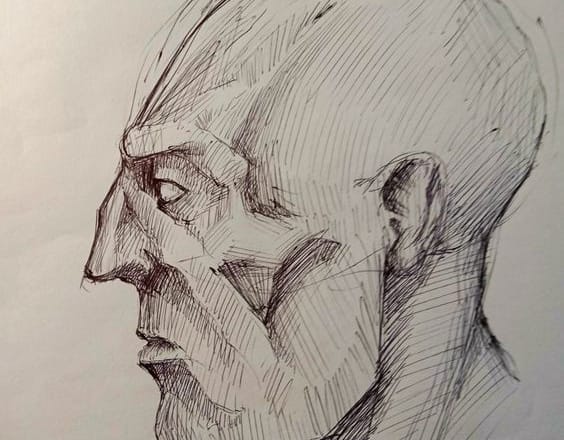 I will make achromatic illustration on paper or computer