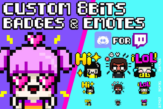 I will make custom 8bit pixel art twitch discord badges and emotes