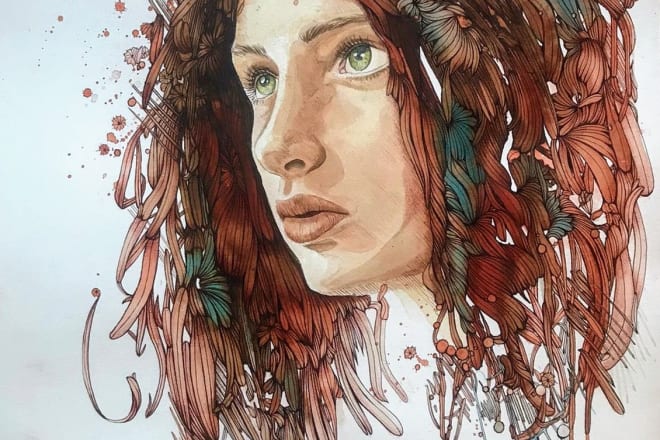 I will make watercolor portrait illustration art