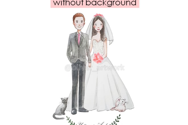 I will paint cute watercolor wedding invitation