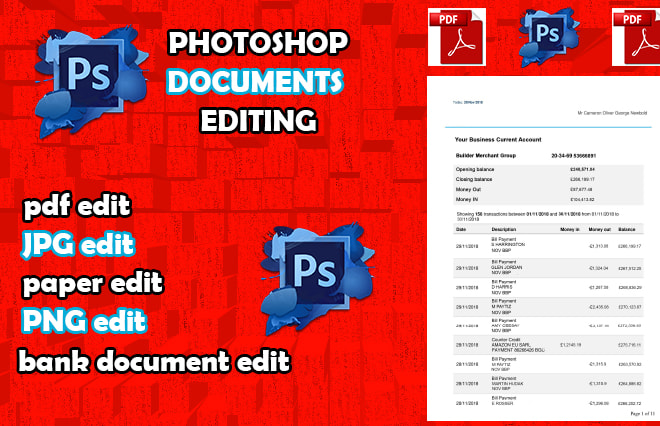 I will photoshop document editing with fast delivery