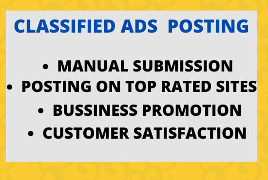 I will post free classified ads on top sites
