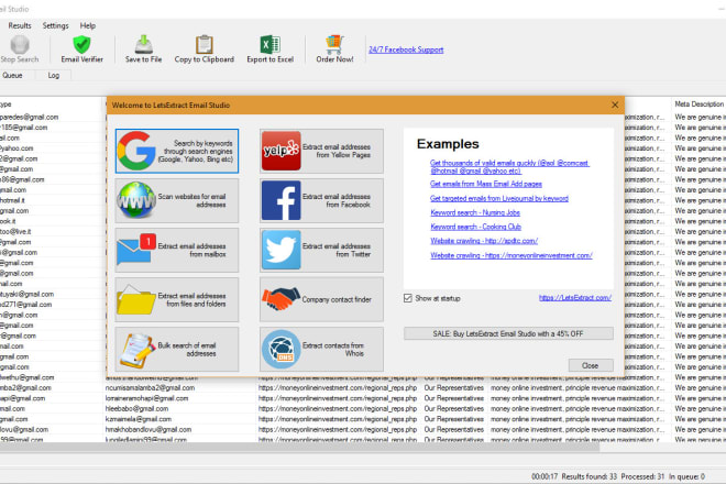 I will provide you e mails extractor software extract according to keyword