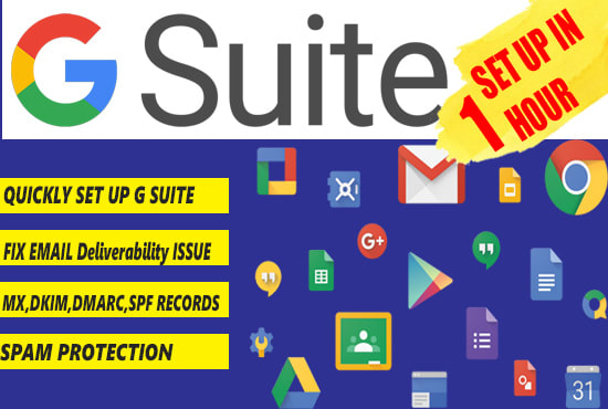 I will quickly set up g suite, domain email for your business