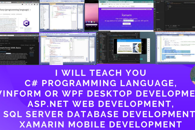 I will teach c sharp winform wpf mssql asp xamarin as a tutor