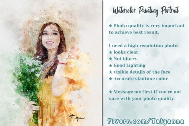 I will turn your photo into watercolor painting portrait