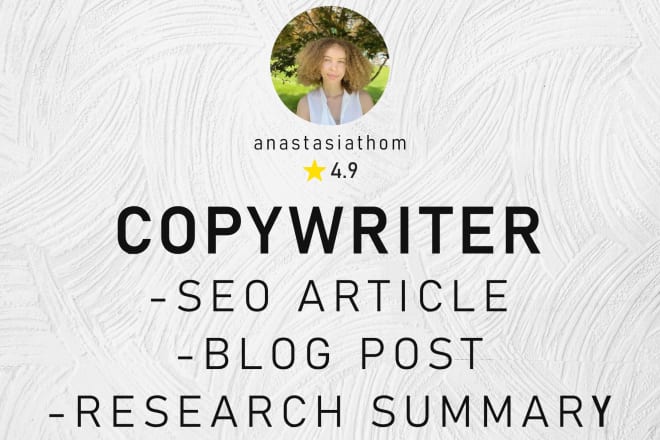 I will be your content writer, copywriter, and SEO article writer