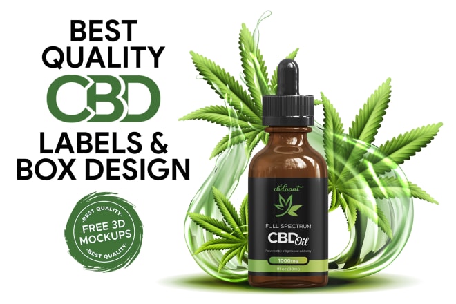 I will cbd label design, label design, bottle label, hemp oil label, packaging design
