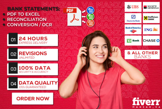 I will convert bank statement, image, pdf to excel, CSV, word, ocr