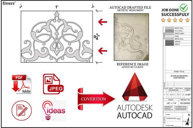 I will convert pdf, sketch or image drawing to autocad