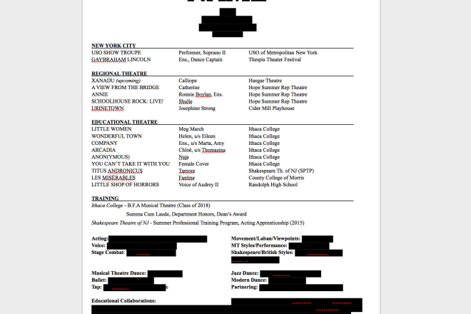 I will create and edit performer resumes