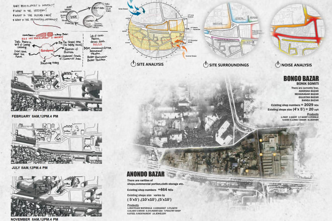 I will create architectural site analysis, mapping, and diagrams