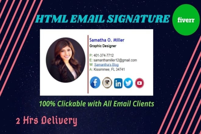 I will create clickable HTML email signature