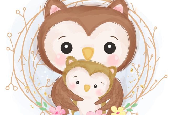 I will create cute animals illustration