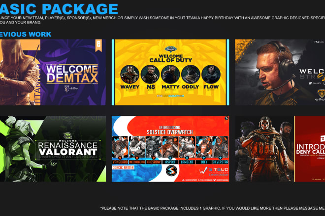 I will create graphics for esports organisations