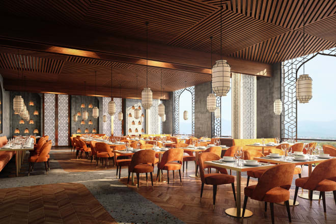 I will create high quality hotel speciality restaurant renderings
