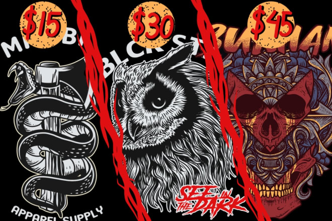 I will create illustration dark art and cool artwork t shirt