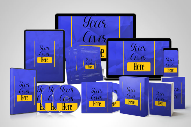 I will design a digital product mockup cover and ecover bundle