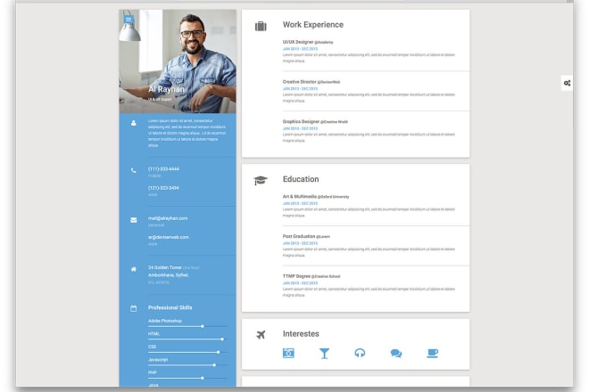 I will design a unique creative web resume or portfolio