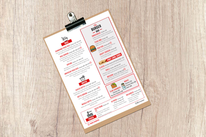 I will design an eye catching menu design