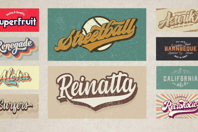 I will design high quality retro,vintage 70s style striped logo