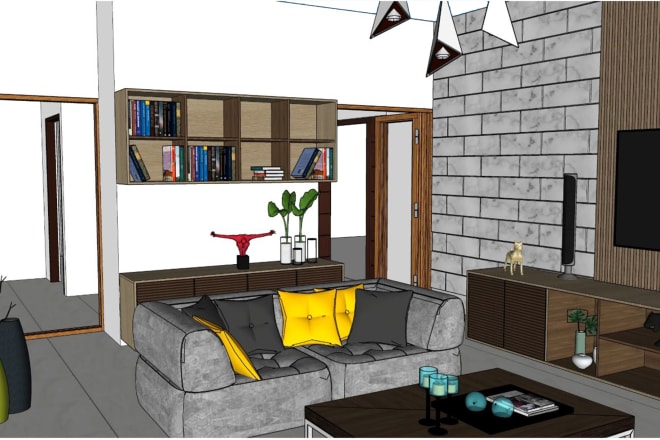 I will design interior and do sketchup 3d modeling with realistic rendering