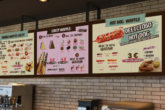 I will design menu board or digital menu