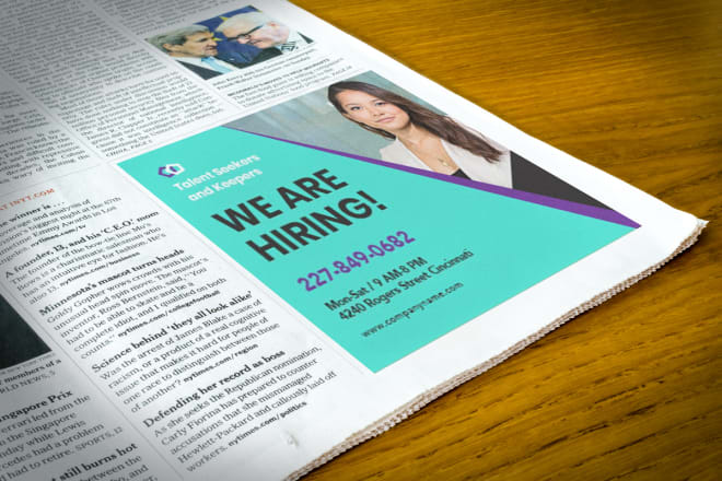 I will design newspaper, magazine or banner ad