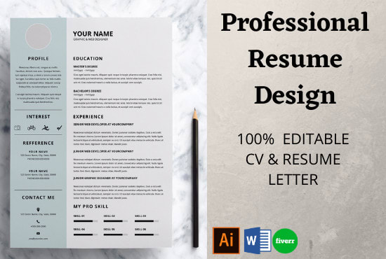 I will design professional executive resume, cv and cover letters writing in12 hours