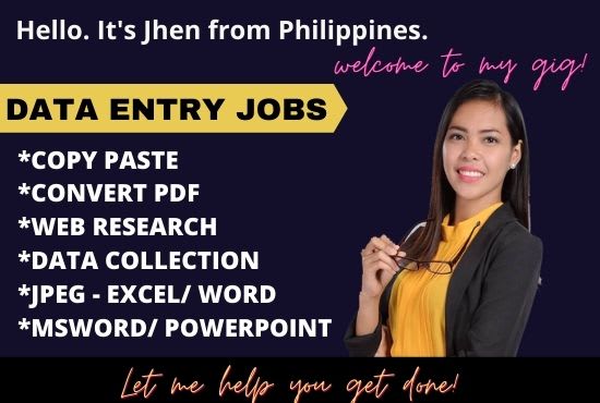 I will do 3 hrs of data entry jobs