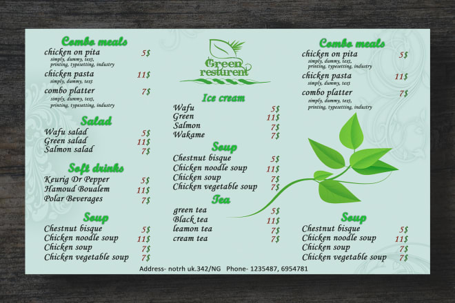 I will do amazing but simple restaurant menu design