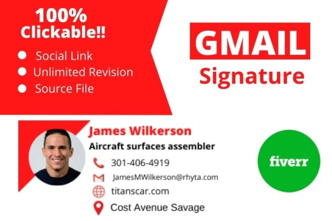 I will do gmail HTML outlook clickable email signature