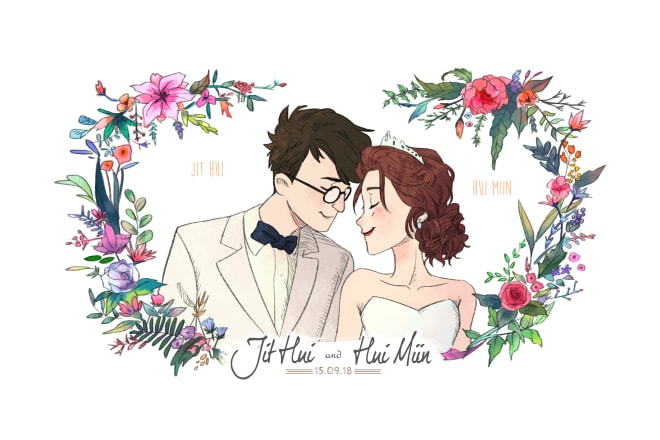 I will do illustration for wedding