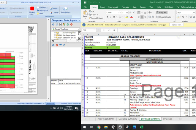 I will do material takeoff and cost estimation using planswift